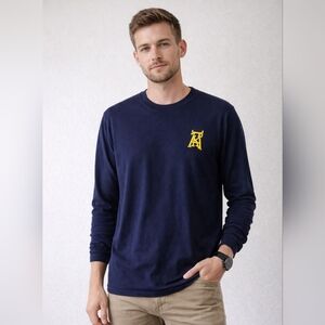 Akademiks Men's Longs Sleeves Casual Blue Round Neck Shirt size 3XL.